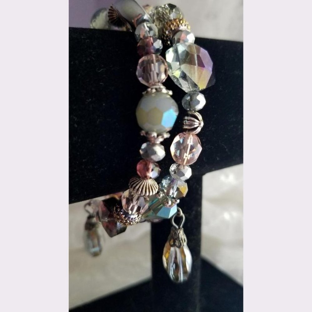 Purple Sparkly Memory Wire Bracelet - OOAK